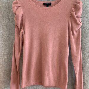 Long Sleeve Knit Top Ruffled Sleeve in Mauve color